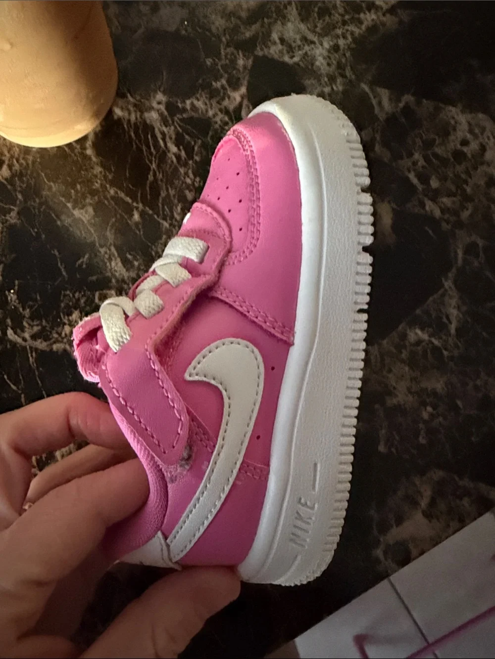 Nike Kids Pink and White Velcro Athletic Sneaker